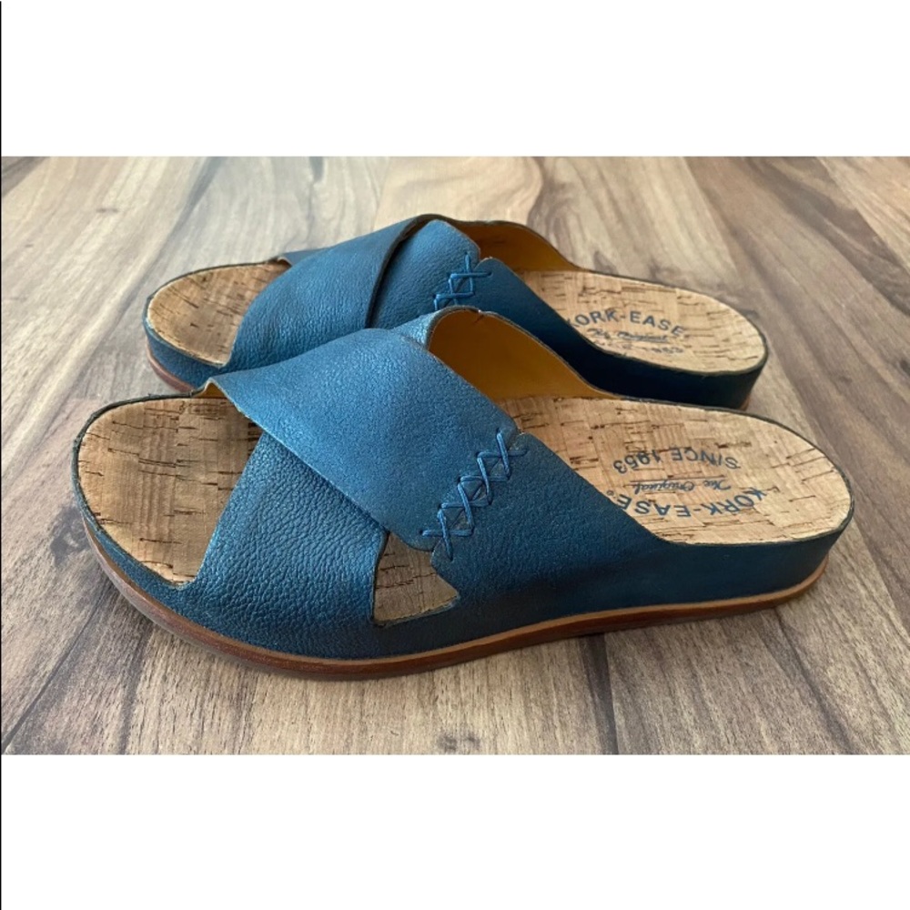 KORK-EASE Tutsi Blue leather Woman’s Slip on Slides size 6